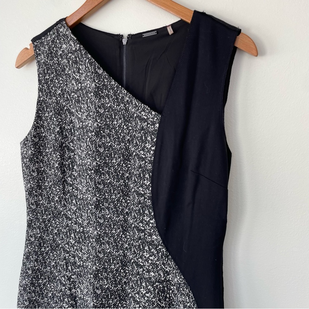 Elie Tahari Lyndsey Tweed Mixed Media Sheath Dress Midi size 8 Black Cream $398 - Picture 5 of 11